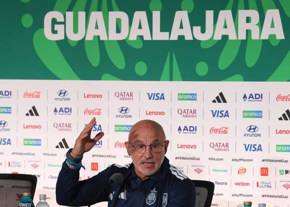 FIFA World Cup, WM, Weltmeisterschaft, Fussball 2026 - Spain press conference, PK, Pressekonferenz in Guadalajara Spain s national team, Nationalteam coach, Luis de la Fuente, speaks during a press conference in Guadalajara Mexico, 25 June 2026. Guadalajara Mexico  Copyright: xALEXxCRUZx
