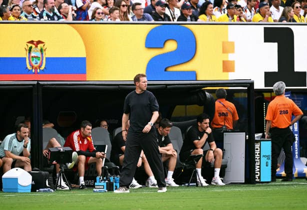 Fussball, Länderspiel, Herren, FIFA World Cup, WM, Weltmeisterschaft, Fussball 2026, Fussball-Weltmeisterschaft, USA, Gruppe E, MetLife Stadium New Jersey: Ecuador - Deutschland 2:1; Bundestrainer Julian Nagelsmann (GER). Aktion *** Soccer, International Match, Men s, 2026 FIFA World Cup, Soccer World Cup, USA, Group E, MetLife Stadium, New Jersey, Ecuador vs. Germany 2–1, German National Team Coach Julian Nagelsmann, GER, Action