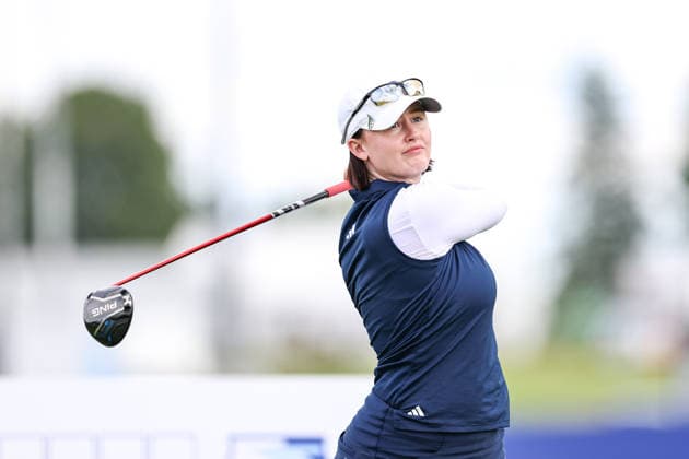 Karis Davidson of Australia hits her tee shot on the ninth tee during the first round of the 2026 KPMG Women s PGA, Golf Herren Championship at Hazeltine National Golf Club on June 25, 2026 in Chaska, Minnesota. CSM. Golf 2026: KPMG Women s PGA Championship Round One  - ZUMAc04_ 20260625_zma_c04_245 Copyright: xStevenxGarciax