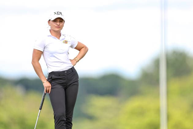 Aline Krauter of Germany looks on from the ninth green during the first round of the 2026 KPMG Women s PGA, Golf Herren Championship at Hazeltine National Golf Club on June 25, 2026 in Chaska, Minnesota. CSM. Golf 2026: KPMG Women s PGA Championship Round One  - ZUMAc04_ 20260625_zma_c04_256 Copyright: xStevenxGarciax