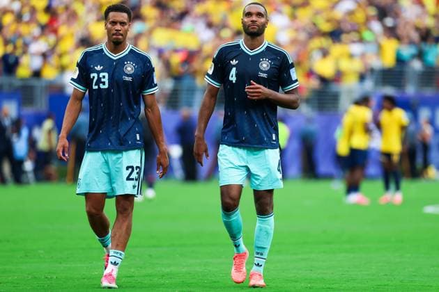 RECORD DATE NOT STATED FIFA World Cup, WM, Weltmeisterschaft, Fussball 2026 - Group E - Ecuador v Germany Felix Nmecha and Jonathan Tah players of Germany during the match between Ecuador and Germany in the third round of Group E of the 2026 FIFA World Cup group stage at New York New Jersey Stadium, in East Rutherford, United States, on Thursday, June 25, 2026.(Foto: William Volcov Brazil Photo Press IMAGO) Sports East Rutherford NJ United States of America Copyright: xWILLIAMxVOLCOVx