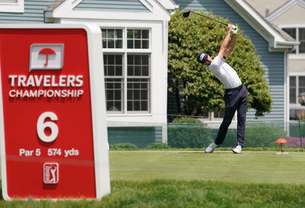 June 25, 2026, Cromwell, Connecticut, USA: Alex Smalley (USA) tees off the 6th hole during the first round of the 2026 Travelers Championship at TPC River Highlands. GOLF 2026: Travelers Championship - Round 1  - ZUMAw109 20260625_fap_w109_014 Copyright: xDebbyxWongx
