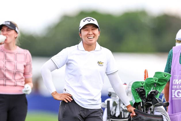 Jing Yan of China reacts on the ninth tee box during the first round of the 2026 KPMG Women s PGA, Golf Herren Championship at Hazeltine National Golf Club on June 25, 2026 in Chaska, Minnesota. CSM. Chaska USA - ZUMAc04_ 20260625_zma_c04_248 Copyright: xStevenxGarciax