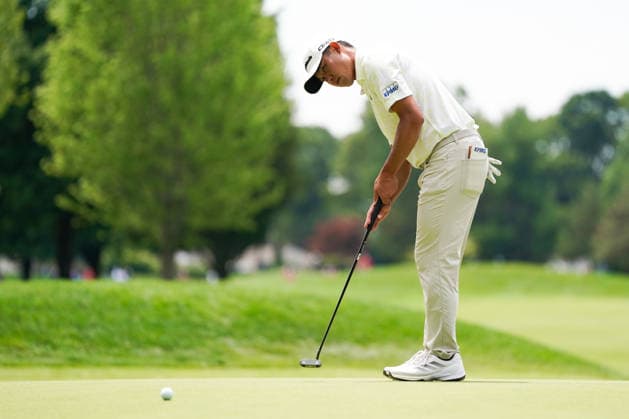 June 25, 2026, Cromwell, Connecticut, USA: Collin Morikawa (USA) putts the 7th green during the first round of the 2026 Travelers Championship at TPC River Highlands. Cromwell USA - ZUMAw109 20260625_fap_w109_007 Copyright: xDebbyxWongx