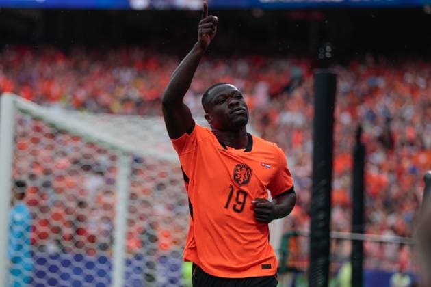 KANSAS CITY, 25-06-2026, Kansas City Stadium, World Cup 2026 Match between Tunesia and The Netherlands. Picture Shows Netherlands player Brian Brobbey scores the 0-2 and celebrate his goal Tunesia - Netherlands (World Cup 2026)  x204647494x Copyright: