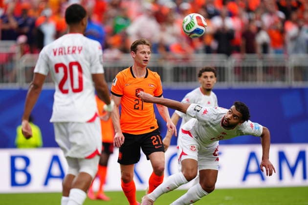 Tunisia v Netherlands - FIFA World Cup, WM, Weltmeisterschaft, Fussball 2026 - Group F KANSAS CITY, UNITED STATES - JUNE 25: Frenkie de Jong (21) of Netherlands in action during the 2026 FIFA World Cup First Stage Group F match between Tunisia and Netherlands at Arrowhead Stadium (Kansas City Stadium) in Kansas City, Missouri, United States on June 25, 2026. Hakan Akgun Anadolu Missouri United States. Editorial use only. Please get in touch for any other usage.  Copyright: x2026xAnadoluxHakanxAkgunx