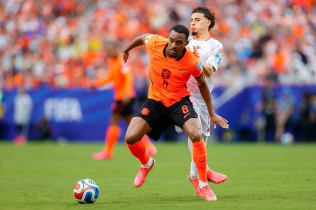 KANSAS CITY, 25-06-2026, Kansas City Stadium, World Cup 2026 Match between Tunesia and The Netherlands. Picture Shows Netherlands player Ryan Gravenberch Tunesia - Netherlands (World Cup 2026)  x204647788x Copyright: