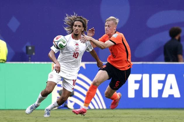 KANSAS - (lr) Hannibal Mejbri of Tunisia, Jan Paul van Hecke of the Netherlands during the FIFA World Cup, WM, Weltmeisterschaft, Fussball 2026 Group F match between Tunisia and the Netherlands at Kansas City Stadium on June 25, 2026 in Kansas, United States. ROBIN VAN LONKHUIJSEN ANP FIFA World Cup 2026 group stage 2026 xVIxANPxSportx xxANPxIVx 561993055 originalFilename: 561993055.jpg