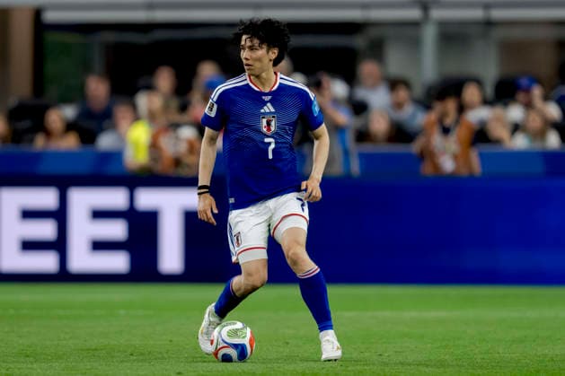 2026-06-25 Japan v Sweden - Group F: FIFA World Cup, WM, Weltmeisterschaft, Fussball 2026 ARLINGTON, UNITED STATES - JUNE 25: Ao Tanaka of Japan during the Group F: FIFA World Cup 2026 match between Japan and Sweden at Dallas Stadium on June 25, 2026 in Arlington, Texas. (Photo by Pablo Morano BSR Agency) Arlington United States Content not available for redistribution in The Netherlands directly or indirectly through any third parties. Copyright: xBSRxAgencyx