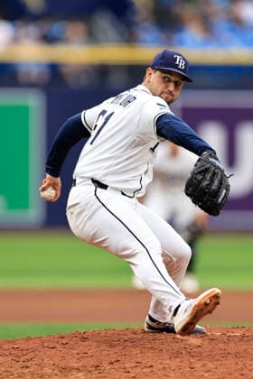 June 25, 2026, St. Petersburg, Florida, USA: Tampa Bay Rays pitcher Ian Seymour (61) delivers a pitch during an MLB, Baseball Herren, USA game against the Kansas City Royals on June 25, 2026 at Tropicana Field. The Rays beat the Royals 13-2. St. Petersburg USA - ZUMAh180 20260625_zsp_h180_079 Copyright: xKimxHukarix