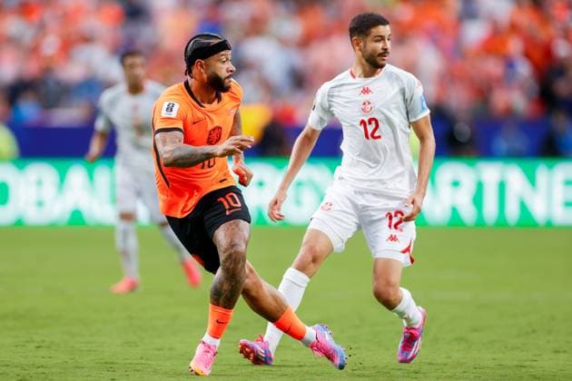 KANSAS CITY, 25-06-2026, Kansas City Stadium, World Cup 2026 Match between Tunesia and The Netherlands. Picture Shows Netherlands player Memphis Depay Tunesia - Netherlands (World Cup 2026)  x204649509x Copyright: