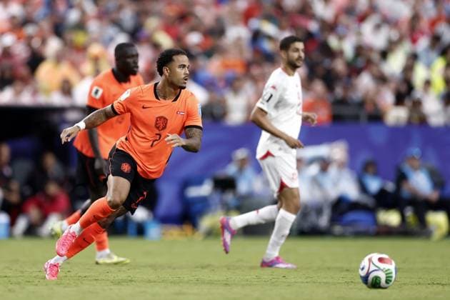 KANSAS - Justin Kluivert or the Netherlands during the FIFA World Cup, WM, Weltmeisterschaft, Fussball 2026 Group F match between Tunisia and the Netherlands at Kansas City Stadium on June 25, 2026, in Kansas, United States. ROBIN VAN LONKHUIJSEN ANP FIFA World Cup 2026 group stage 2026 xVIxANPxSportx xxANPxIVx 561999796 originalFilename: 561999796.jpg