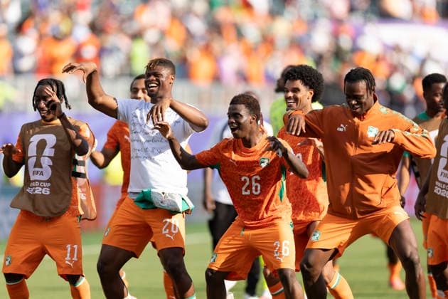 CÃ te d Ivoire players celebrated their qualification for the next round during FIFA World Cup, WM, Weltmeisterschaft, Fussball 2026 - Group E Curacao - CÃ te d Ivoire 25 June 2026 PHILADELPHIA Philadelphia Stadium USA By IMAGO Didier Lefa Studio Desire Ameka Philadelphia Philadelphia Stadium United State of America