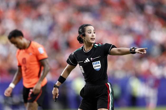KANSAS - Referee Katia Garcia during the FIFA 2026 World Cup Group F match between Tunisia and the Netherlands at Kansas City Stadium on June 25, 2026, in Kansas, United States. ROBIN VAN LONKHUIJSEN ANP FIFA World Cup, WM, Weltmeisterschaft, Fussball 2026 group stage 2026 xVIxANPxSportx xxANPxIVx 562000413 originalFilename: 562000413.jpg