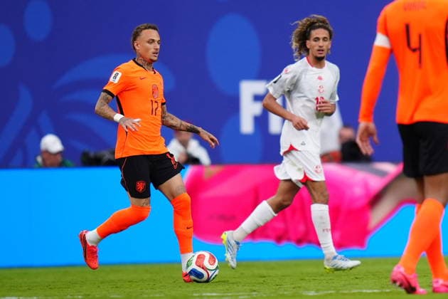 Tunisia v Netherlands - FIFA World Cup, WM, Weltmeisterschaft, Fussball 2026 - Group F KANSAS CITY, UNITED STATES - JUNE 25: Noa Lang (17) of Netherlands in action during the 2026 FIFA World Cup First Stage Group F match between Tunisia and Netherlands at Arrowhead Stadium (Kansas City Stadium) in Kansas City, Missouri, United States on June 25, 2026. Hakan Akgun Anadolu Missouri United States. Editorial use only. Please get in touch for any other usage.  Copyright: x2026xAnadoluxHakanxAkgunx