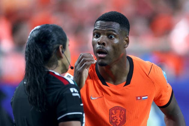 Denzel Dumfries of the Netherlands reacts during a Group F match of the 2026 FIFA World Cup, WM, Weltmeisterschaft, Fussball between Tunisia and the Netherlands at Arrowhead Stadium in Kansas, United States, 25 June 2026. FIFA World Cup 2026 - Group F Tunisia vs. Netherlands !ACHTUNG: NUR REDAKTIONELLE NUTZUNG!  Copyright: xJuanxIgnacioxRoncoronix GR5251 20260626-55020712793_1