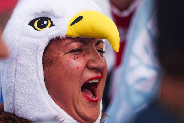 FIFA World Cup, WM, Weltmeisterschaft, Fussball 2026 - Group D - Turkey vs USA A USA fan cheers ahead of the FIFA World Cup 2026 group stage match Turkey against USA, in Los Angeles, USA, 25 June 2026. LOS ANGELES United States  Copyright: xCHRISTOPHERxTORRESx