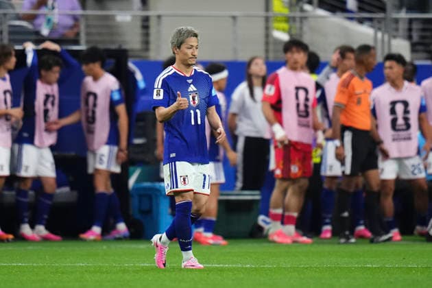 June 25, 2026, Arlington, Texas, United States: Daizen Maeda of Japan celebrates after scoring his team s first goal during the FIFA World Cup, WM, Weltmeisterschaft, Fussball 2026 Group F match between Japan and Sweden at Dallas Stadium on June 25, 2026 in Dallas, United States. Arlington United States - ZUMAa181 20260625_zaa_a181_048 Copyright: xJosexBretonx