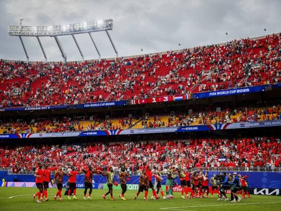 KANSAS - The Dutch national team, Nationalteam celebrates the victory over Tunisia after the FIFA 2026 World Cup Group F match between Tunisia and the Netherlands at Kansas City Stadium on June 25, 2026, in Kansas, United States. KOEN VAN WEEL ANP FIFA World Cup, WM, Weltmeisterschaft, Fussball 2026 group stage 2026 xVIxANPxSportx xxANPxIVx 562001763 originalFilename: 562001763.jpg
