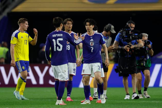 Players of Japan reacts after the FIFA World Cup, WM, Weltmeisterschaft, Fussball 2026 Group F match between Japan and Sweden at AT&T Stadium in Dallas, USA, 25 June 2025. FIFA World Cup 2026 - Group F - Japan vs. Sweden !ACHTUNG: NUR REDAKTIONELLE NUTZUNG!  Copyright: xMariscalx GR5300 20260626-55020712877_1
