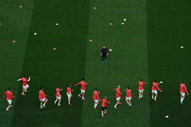 FIFA World Cup, WM, Weltmeisterschaft, Fussball 2026 - Group D - Turkey vs USA Players of Turkey warm up ahead of the FIFA World Cup 2026 group stage match Turkey against USA, in Los Angeles, Califronia, USA, 25 June 2026. LOS ANGELES United States  Copyright: xSCOTTxSTRAZZANTEx