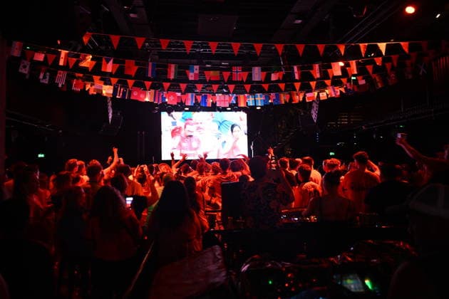 Dutch supporters gather in Rotterdam for Netherlands-Tunisia World Cup match ROTTERDAM, NETHERLANDS - JUNE 26: Dutch football supporters dressed in orange gather across Rotterdam to watch the Netherlands face Tunisia in the FIFA World Cup, WM, Weltmeisterschaft, Fussball in Rotterdam, Netherlands on June 26, 2026. Fans filled public viewing areas, cafes and city squares, creating a vibrant atmosphere as they cheered on the national team, Nationalteam during the group-stage fixture. Mouneb Taim Anadolu Rotterdam Netherlands. Editorial use only. Please get in touch for any other usage.  Copyright: x2026xAnadoluxMounebxTaimx