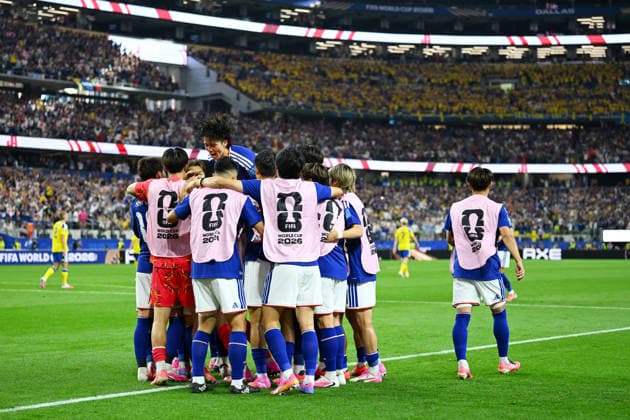 Japan team group, Mannschaftsbild, Totale (JPN), JUNE 25, 2026 - Football Soccer : FIFA World Cup, WM, Weltmeisterschaft, Fussball 2026 Group F match between Japan - Sweden at Dallas Stadium in Arlington, Texas, USA.  aflo_335802746 KenjiroxMatsuox