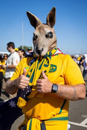 An Australian fan attends the FIFA World Cup, WM, Weltmeisterschaft, Fussball 2026 Group D match between Paraguay and Australia at Levi s stadium in Santa Clara, California, United States, 25 June 2025. FIFA World Cup 2026 - Group D - Paraguay vs. Australia !ACHTUNG: NUR REDAKTIONELLE NUTZUNG!  Copyright: xMiguelxgutierrezx AME4642 20260626-55020713109_1