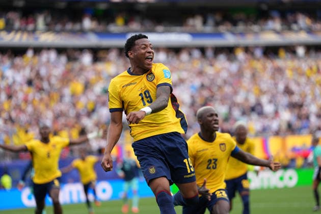celebrate the goal, Torjubel zum 1:2 Gonzalo Plata (Ecuador, 19) - New York 25.06.2026: Deutschland vs. Ecuador, MetLife Stadium, World Cup 26 Gruppe E, 3. Spieltag *** celebrate the goal, goal celebration for the 1-2 goal by Gonzalo Plata, Ecuador, June 25, 2026, Germany vs. Ecuador, MetLife Stadium, World Cup 2026, Group E, Matchday 3