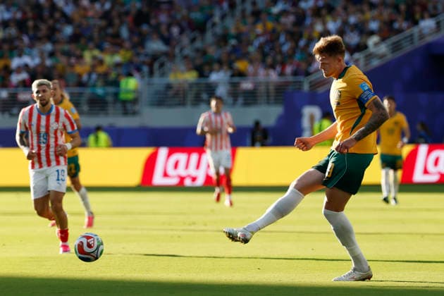 SOCCER PARAGUAY AUSTRALIA WORLD CUP, Harry Souttar of Australia during the Group D match between Paraguay and Australia as part of the Men™s FIFA 2026 World Cup at San Francisco Bay Area Stadium in California, USA, Friday, June 26, 2026. ( NO ARCHIVING, EDITORIAL USE ONLY SAN FRANCISCO CALIFORNIA UNITED STATES  Copyright: xJASONxHENRYx 20260626124874666279