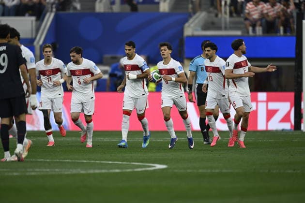 Turkiye v USA - FIFA World Cup, WM, Weltmeisterschaft, Fussball 2026 - Group D LOS ANGELES, CALIFORNIA - JUNE 25: Players of Turkiye celebrate after a goal by Arda Guler (8) during the 2026 FIFA World Cup First Stage Group D match between Turkiye and USA at the Los Angeles Stadium (SoFi Stadium) in Inglewood, California, United States on June 25, 2026. Tayfun Coskun Anadolu California United States. Editorial use only. Please get in touch for any other usage.  Copyright: x2026xAnadoluxTayfunxCoskunx