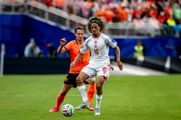KANSAS CITY - Hannibal Mejbri of Tunisia during the 2026 World Cup at Arrowhead Stadium on June 25, 2026, in Kansas City, United States. (Photo by Stefan Koops EYE4IMAGES DeFodi Images) - *** KANSAS CITY Hannibal Mejbri of Tunisia during the 2026 World Cup at Arrowhead Stadium on June 25, 2026, in Kansas City, United States Photo by Stefan Koops EYE4IMAGES DeFodi Images