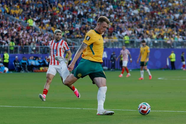 SOCCER PARAGUAY AUSTRALIA WORLD CUP, Harry Souttar of Australia during the Group D match between Paraguay and Australia as part of the Men™s FIFA 2026 World Cup at San Francisco Bay Area Stadium in California, USA, Friday, June 26, 2026. ( NO ARCHIVING, EDITORIAL USE ONLY SAN FRANCISCO CALIFORNIA UNITED STATES  Copyright: xJASONxHENRYx 20260626186922957944