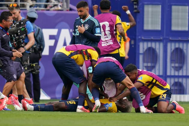 Ecuador v Germany, FIFA World Cup, WM, Weltmeisterschaft, Fussball 2026 Ecuador midfielder MoisÃ s Caicedo (23) celebrates winning during the Ecuador v Germany FIFA WORLD CUP 2026 Group E match at New York New Jersey Stadium, East Rutherford, United States on 25 June 2026 Credit: Eleanor Hoad Every Second Media Editorial use only. All images are copyright Every Second Media Limited. No images may be reproduced without prior permission. Copyright: xIMAGO EveryxSecondxMediax ESM-2050-0056 EleanorxHoadx xEveryxSecondxMediax