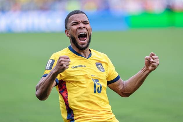 RECORD DATE NOT STATED match between Ecuador and Germany for the 2026 FIFA World Cup, WM, Weltmeisterschaft, Fussball New Jersey (USA), 06 25 2026 - World Cup Ecuador vs Germany Pedro Vite celebrating during the match between Ecuador and Germany in the FIFA World Cup 2026 group stage at MetLife Stadium on the afternoon of Thursday, June 25, 2026 in New Jersey, USA. Credit: Paulo H Dias PhD Press TheNews2.(Foto: Phd Press Thenews2 imago images) SPO  Copyright: xPHDxPRESSx