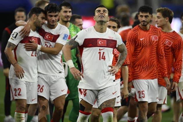 Turkiye v USA - FIFA World Cup, WM, Weltmeisterschaft, Fussball 2026 - Group D LOS ANGELES, CALIFORNIA - JUNE 25: Players of Turkiye celebrate after winning the 2026 FIFA World Cup First Stage Group D match between Turkiye and USA at the Los Angeles Stadium (SoFi Stadium) in Inglewood, California, United States on June 25, 2026. Tayfun Coskun Anadolu California United States. Editorial use only. Please get in touch for any other usage.  Copyright: x2026xAnadoluxTayfunxCoskunx