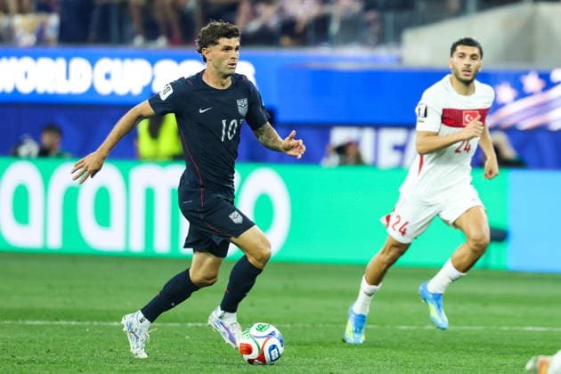 FIFA World Cup, WM, Weltmeisterschaft, Fussball 2026 - Group D - Turkey vs USA United States of America forward Christian Pulisic in action in the second half of the FIFA World Cup 2026 group stage match Turkey against USA, in Los Angeles, USA, 25 June 2026. LOS ANGELES United States  Copyright: xCHRISTOPHERxTORRESx