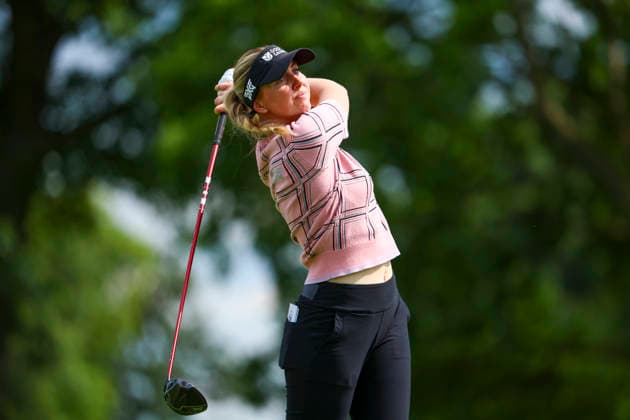June 25, 2026, Chaska, Minnesota, United States: OLIVIA COWAN tees off at hole seven. This is the first day of the 2026 KPMG WomenÃ¢â‚¬â ¢s PGA, Golf Herren Championship at Hazeltine National Golf Course in Chaska Minnesota. Chaska United States - ZUMAt166 20260625_zsp_t166_153 Copyright: xMichaelxTurnerx