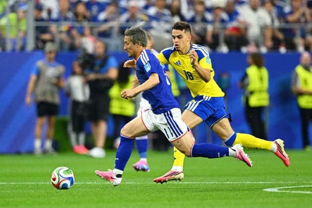 (L-R) Daizen Maeda (JPN), Yasin Ayari (SWE), JUNE 25, 2026 - Football Soccer : FIFA World Cup, WM, Weltmeisterschaft, Fussball 2026 Group F match between Japan 1-1 Sweden at Dallas Stadium in Arlington, Texas, USA.  aflo_335823121 KenjiroxMatsuox