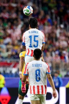 June 25, 2026, Santa Clara, California, USA: Santa Clara, USA - June 25 2026: Gustavo GoÂ³mez 15 of Paraguay and Diego GoÂ³mez 8 of Paraguay during a FIFA World Cup, WM, Weltmeisterschaft, Fussball group match between Paraguay and Australia at San Francisco Bay Area Stadium World Cup 2026: Group D: Paraguay 0:0 Australia  - ZUMAp121 20260625_zsp_p121_059 Copyright: xChrisxPutnamx