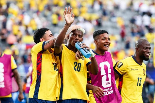 June 25, 2026, East Rutherford, Nj, United States of America: Nilson Angulo player of Ecuador celebrateS qualifying for the knockout stage after defeating Germany 2-1 in the third round of Group E of the 2026 FIFA World Cup, WM, Weltmeisterschaft, Fussball group stage at New York New Jersey Stadium, in East Rutherford, United States, on Thursday, June 25, 2026.(Foto: Brazil Photo Press Brazil Photo Press) INTERNATIONAL East Rutherford United States of America - ZUMAv122 0860055414st Copyright: xWilliamxVolcovx