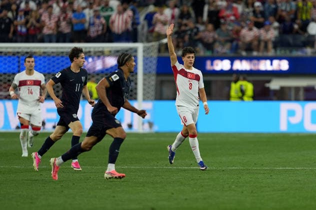 Turkiye v USA - FIFA World Cup, WM, Weltmeisterschaft, Fussball 2026 - Group D LOS ANGELES, CALIFORNIA - JUNE 25: Arda Guler (8) of Turkiye reacts during the 2026 FIFA World Cup First Stage Group D match between Turkiye and USA at the Los Angeles Stadium (SoFi Stadium) in Inglewood, California, United States on June 25, 2026. Tayfun Coskun Anadolu California United States. Editorial use only. Please get in touch for any other usage.  Copyright: x2026xAnadoluxTayfunxCoskunx