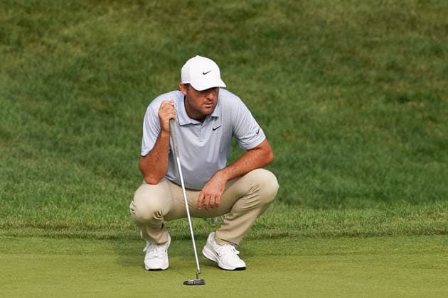 June 25, 2026, Cromwell, Connecticut, USA: Scottie Scheffler (USA) lines up a putt on the 18th green during the first round of the 2026 Travelers Championship at TPC River Highlands. GOLF 2026: Travelers Championship - Round 1  - ZUMAw109 20260625_fap_w109_054 Copyright: xDebbyxWongx