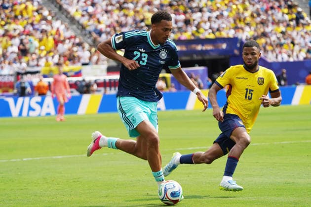 Fussball , Weltmeisterschaft 2026, FIFA WM 2026, Fussball World Cup , Canada USA, Mexico-2026, Ecuador vs Deutschland Ecuador vs Germany Gruppenphase, Gruppen E , 25..06.2026, Metlife Stadium New York-New Jersey Felix Nmecha Deutschland, Germany, GER , Pedro Vite Ecuador Foto Chai von der Laage FIFA regulations prohibit any use of photographs as image sequences and or quasi-video. EDITORIAL USE ONLY, *** Soccer, 2026 World Cup, FIFA World Cup 2026, Soccer World Cup, Canada, USA, Mexico 2026, Ecuador vs. Germany, Group Stage, Group E, June 25, 2026, MetLife Stadium, New York, New Jersey, Felix Nmecha, Germany, GER, Pedro Vite, Ecuador, Photo by Chai von der Laage. FIFA regulations prohibit any use of photographs as image sequences and or quasi-video. EDITORIAL USE ONLY,