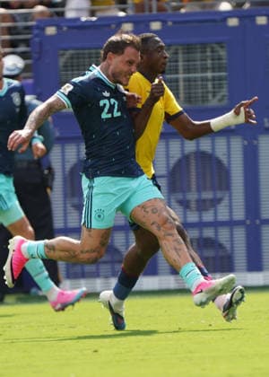Fussball , Weltmeisterschaft 2026, FIFA WM 2026, Fussball World Cup , Canada USA, Mexico-2026, Ecuador vs Deutschland Ecuador vs Germany Gruppenphase, Gruppen E , 25..06.2026, Metlife Stadium New York-New Jersey David Raum, Deutschland, Germany, GER Aktion Einzelbild, Foto Chai von der Laage FIFA regulations prohibit any use of photographs as image sequences and or quasi-video. EDITORIAL USE ONLY, *** Soccer, 2026 World Cup, 2026 FIFA World Cup, Soccer World Cup, Canada, USA, Mexico 2026, Ecuador vs. Germany, Group Stage, Group E, June 25, 2026, MetLife Stadium, New York, New Jersey, David Raum, Germany, GER, Action, Single Frame, Photo by Chai von der Laage. FIFA regulations prohibit any use of photographs as image sequences and or quasi-video. EDITORIAL USE ONLY,