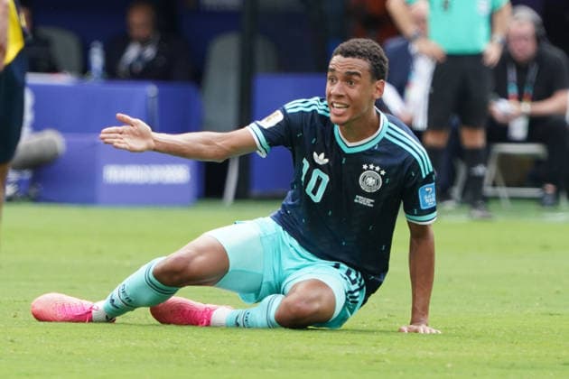 Fussball , Weltmeisterschaft 2026, FIFA WM 2026, Fussball World Cup , Canada USA, Mexico-2026, Ecuador vs Deutschland Ecuador vs Germany Gruppenphase, Gruppen E , 25..06.2026, Metlife Stadium New York-New Jersey Jamal Musiala, Deutschland, Germany, GER Aktion Einzelbild, Foto Chai von der Laage FIFA regulations prohibit any use of photographs as image sequences and or quasi-video. EDITORIAL USE ONLY, *** Soccer, 2026 World Cup, FIFA World Cup 2026, Soccer World Cup, Canada, USA, Mexico 2026, Ecuador vs. Germany, Group Stage, Group E, June 25, 2026, MetLife Stadium, New York, New Jersey, Jamal Musiala, Germany, GER, Action, Single Frame, Photo by Chai von der Laage. FIFA regulations prohibit any use of photographs as image sequences and or quasi-video. EDITORIAL USE ONLY,
