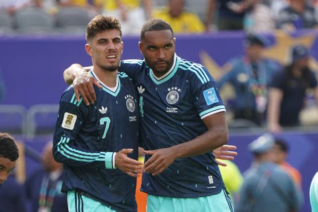 Fussball , Weltmeisterschaft 2026, FIFA WM 2026, Fussball World Cup , Canada USA, Mexico-2026, Ecuador vs Deutschland Ecuador vs Germany Gruppenphase, Gruppen E , 25..06.2026, Metlife Stadium New York-New Jersey Kai Havertz , jonathan Tah Deutschland, Germany, GER Aktion Einzelbild, Foto Chai von der Laage FIFA regulations prohibit any use of photographs as image sequences and or quasi-video. EDITORIAL USE ONLY, *** Soccer, 2026 World Cup, FIFA World Cup 2026, Soccer World Cup, Canada, USA, Mexico 2026, Ecuador vs. Germany, Group Stage, Group E, June 25, 2026, MetLife Stadium, New York, New Jersey, Kai Havertz, Jonathan Tah, Germany, GER, Action, Still Image, Photo by Chai von der Laage. FIFA regulations prohibit any use of photographs as image sequences and or quasi-video. EDITORIAL USE ONLY,