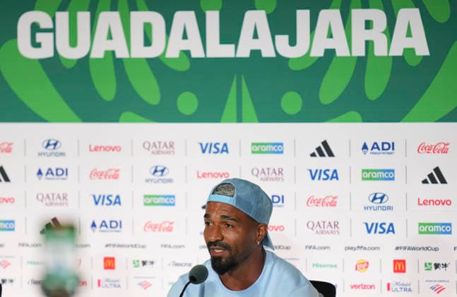 (260626) -- GUADALAJARA, June 26, 2026 -- Rodrigo Aguirre of Uruguay attends a press conference, PK, Pressekonferenz at the 2026 FIFA World Cup, WM, Weltmeisterschaft, Fussball in Guadalajara, Mexico, June 25, 2026. (Photo by Xinhua) (SP)MEXICO-GUADALAJARA-FIFA WORLD CUP-PRESS CONFERENCE MartinxZabala 
