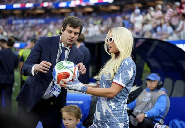 Turkiye v USA - FIFA World Cup, WM, Weltmeisterschaft, Fussball 2026 - Group D LOS ANGELES, CALIFORNIA - JUNE 25: Paris Hilton attends the 2026 FIFA World Cup First Stage Group D match between Turkiye and USA at the Los Angeles Stadium (SoFi Stadium) in Inglewood, California, United States on June 25, 2026. Tayfun Coskun Anadolu California United States. Editorial use only. Please get in touch for any other usage.  Copyright: x2026xAnadoluxTayfunxCoskunx
