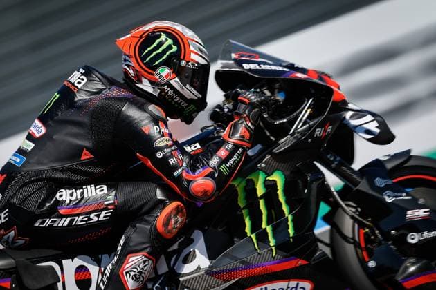 ASSEN - Marco Bezzecchi (ITA) on his Aprilia during Moto GP practice ahead of the 95th edition of the Assen TT. VINCENT JANNINK ANP xVIxANPxSportx xxANPxIVx 562041666 originalFilename: 562041666.jpg
